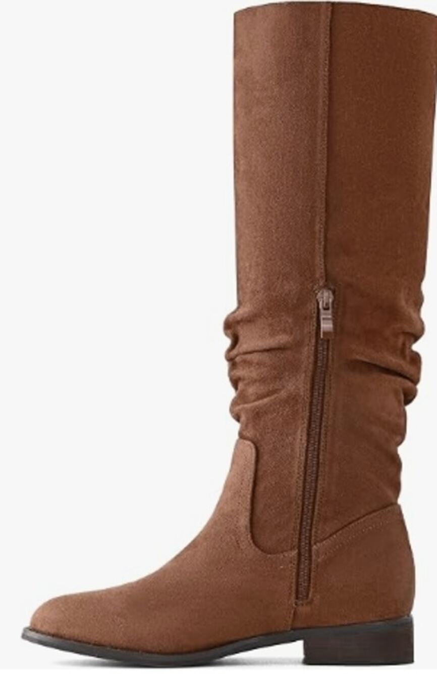 Shoe'N Tale Women's Knee High Slouch Boots Pointed Toe Side Zip Size 8 New